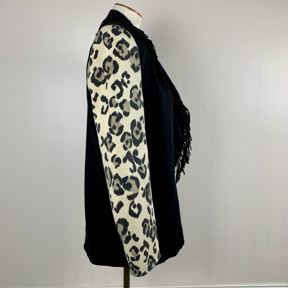 80s Cache Blazer Jacket With Fringe And Animal Pr… - image 4